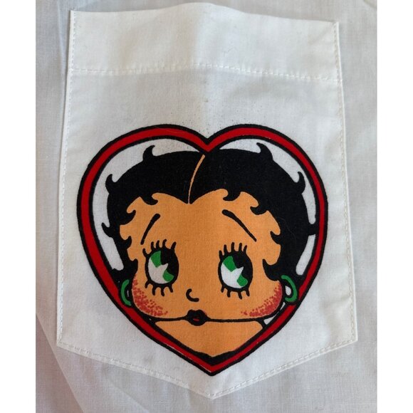 1985 Betty Boop Shirt White Button-Up Heart Front Pocket Marilyn Monroe Graphic - Picture 6 of 13